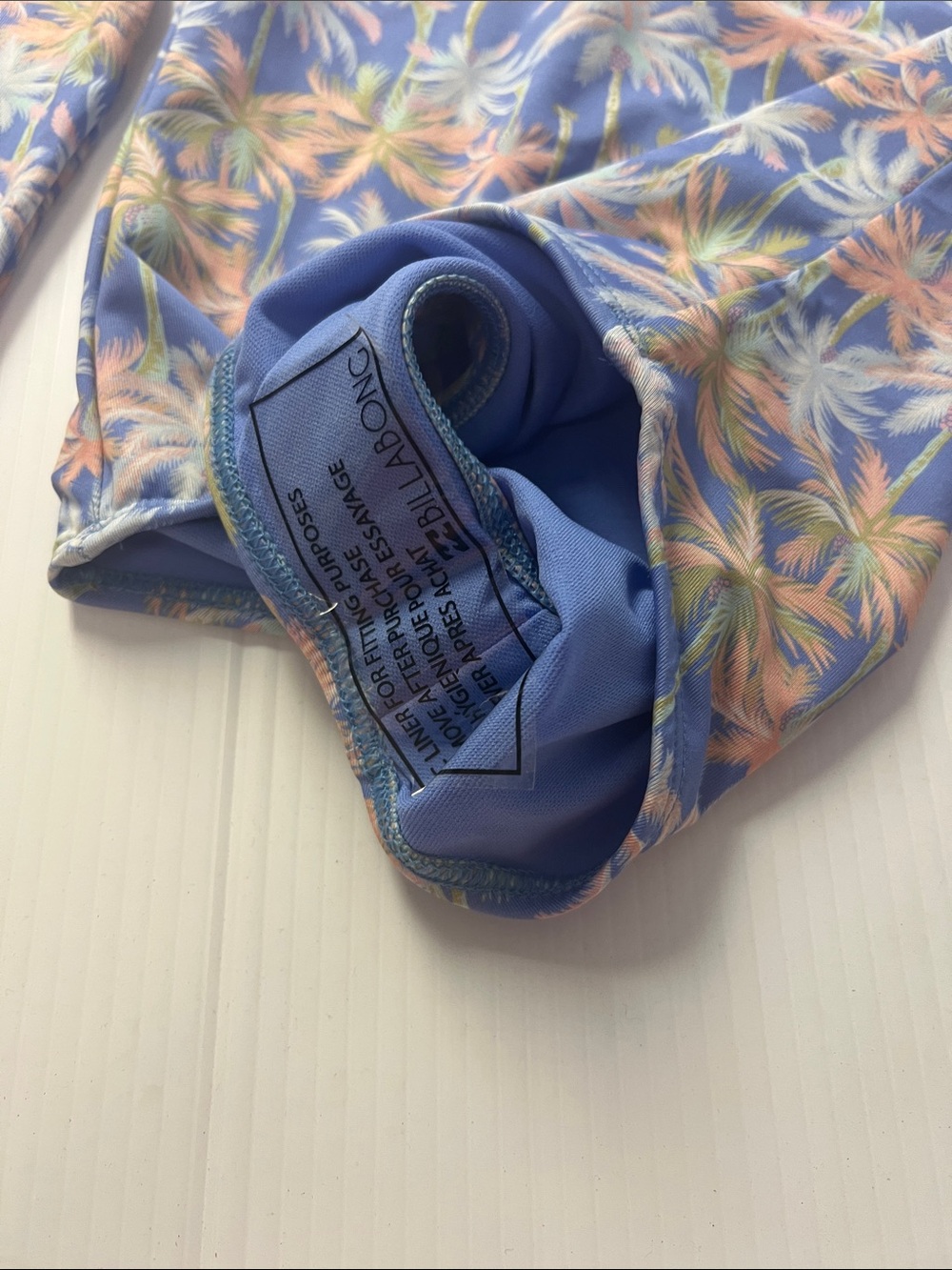 Billabong Talk to the Palm Pastel Blue and Pink Palm Print Body Suit Rash Guard - Picture 5 of 6